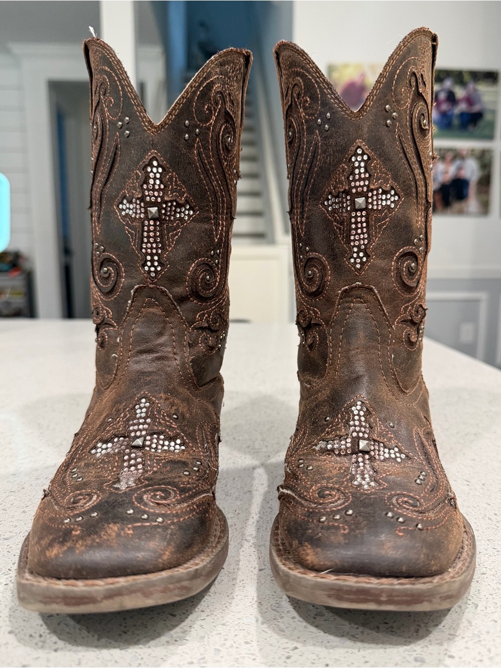 Roper Kid’s Faux Leather Cross Faith Western Boots